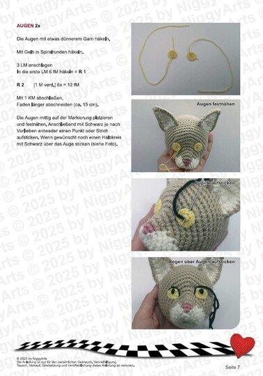 Katze sitzend - Häkelanleitung von NiggyArts