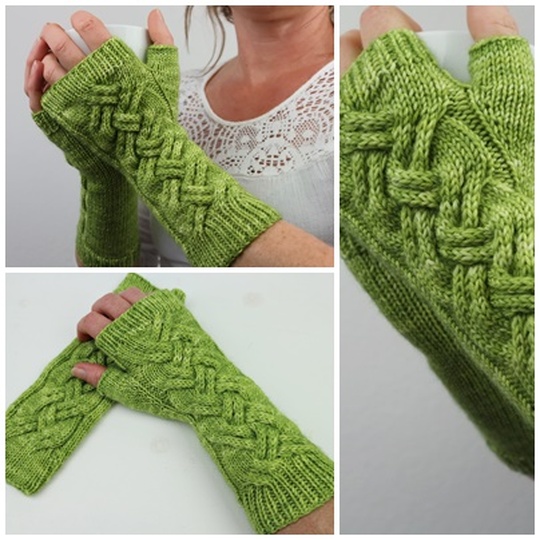 Knitting Pattern PDF Fingerless Gloves – cable knit wrist warmers – modern
