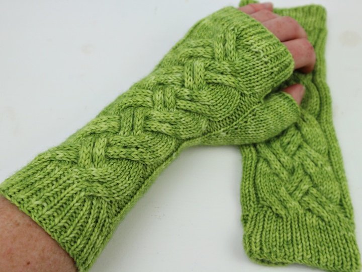 Knitting Pattern PDF Fingerless Gloves – cable knit wrist warmers – modern
