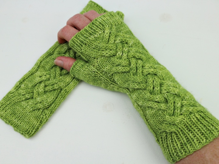 Knitting Pattern PDF Fingerless Gloves – cable knit wrist warmers – modern
