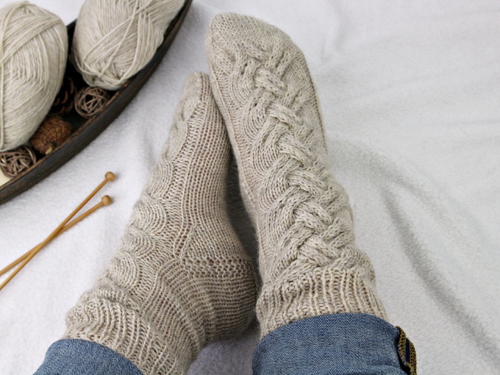 Knitting Pattern PDF Cable Socks – Cozy Winter Socks for Women