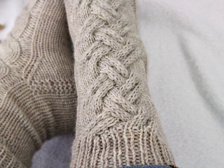 Strickanleitung Socken mit Zopfmuster stricken, warme Wintersocken Damen