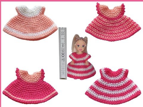 4 gehäkelte Kleider „ Minikleid “ Puppe Adventskalender Anhänger Anleitung
