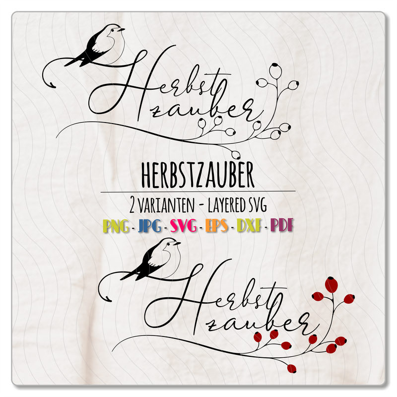 Plotterdatei Herbst Herbstzauber Hagebuttenzweig Vogel