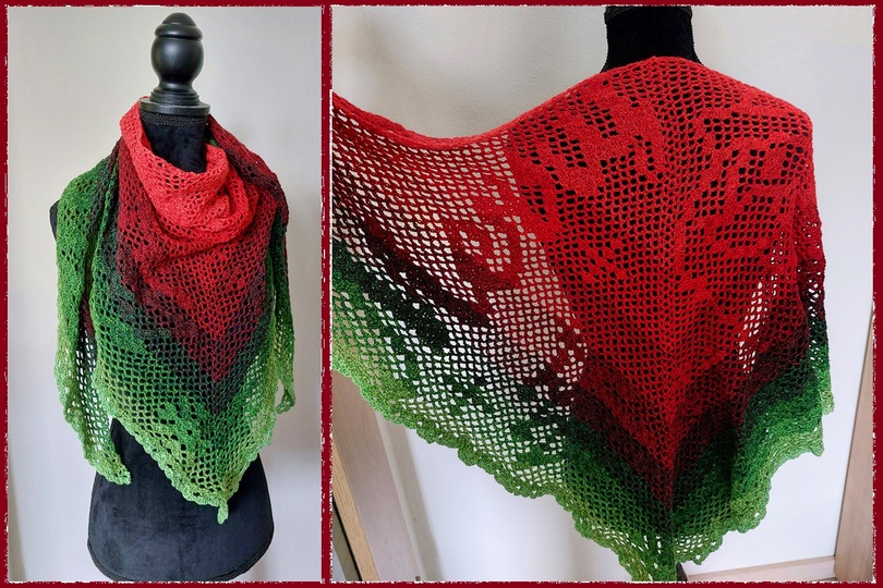 Shawl "Merry Christmas" - Crochet pattern