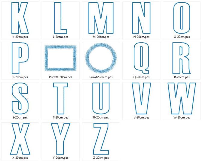 Stickdatei - 20cm Buchstaben und Zahlen Alphabet Zahl
