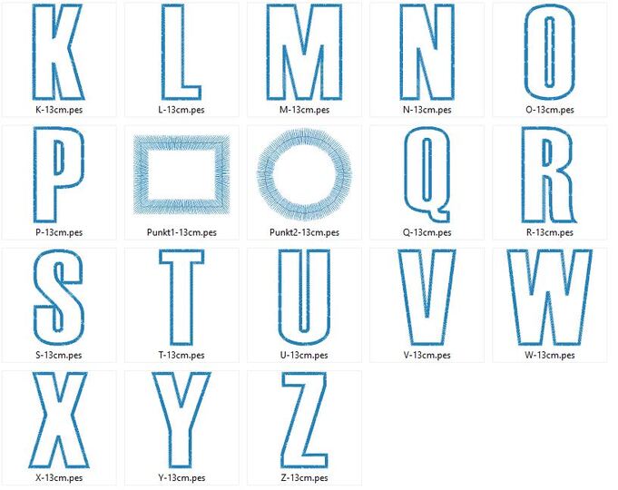 Stickdatei - 13cm Buchstaben und Zahlen Alphabet Zahl