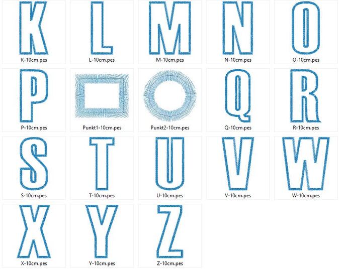 Stickdatei - 10cm Buchstaben und Zahlen Alphabet Zahl