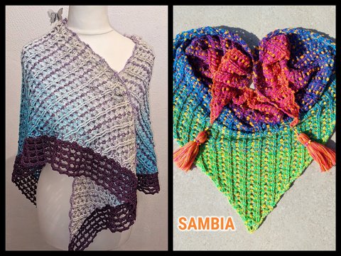 "Sambia" - mehrfarbiges Dreieckstuch - Häkelanleitung