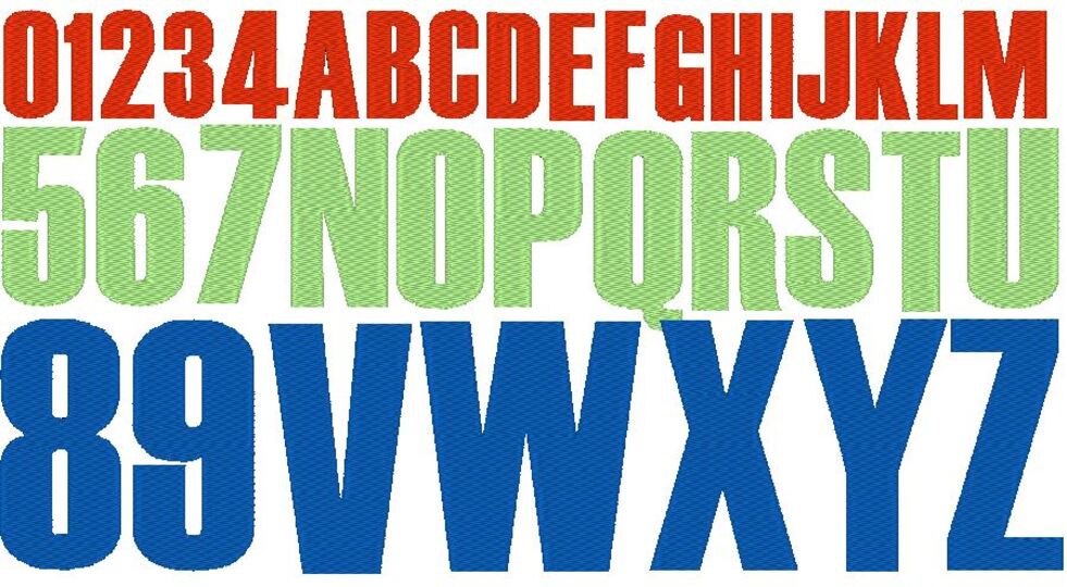 Stickdatei - 3cm 5cm 7cm Buchstaben und Zahlen Alphabet Zahl