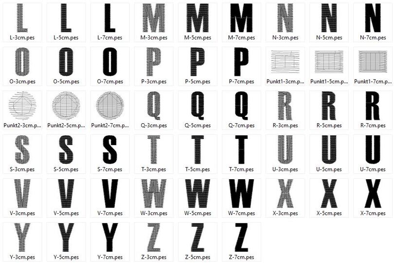 Stickdatei - 3cm 5cm 7cm Buchstaben und Zahlen Alphabet Zahl
