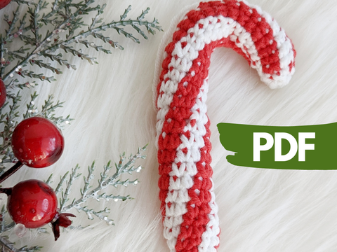 Candy cane crochet Christmas ornament pattern