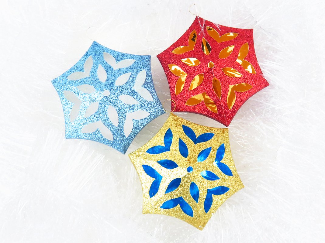 Christbaumschmuck, sechseckig – Bastelanleitung und Vorlagen