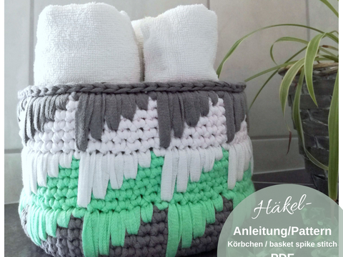 Häkelanleitung Körbchen mit Spike stitch