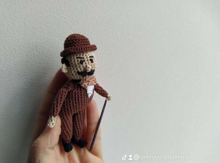Crochet Gentleman, amigurumi man, miniature doll, dollhouse