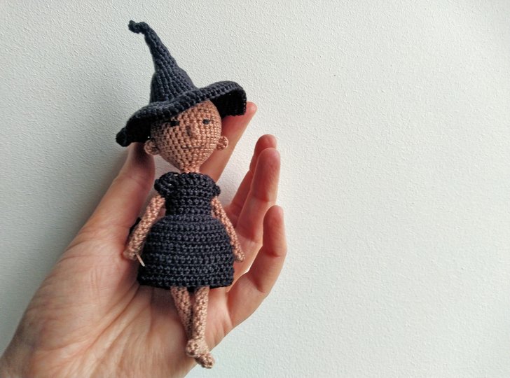 The Witch, miniature mystery girl, amigurumi doll