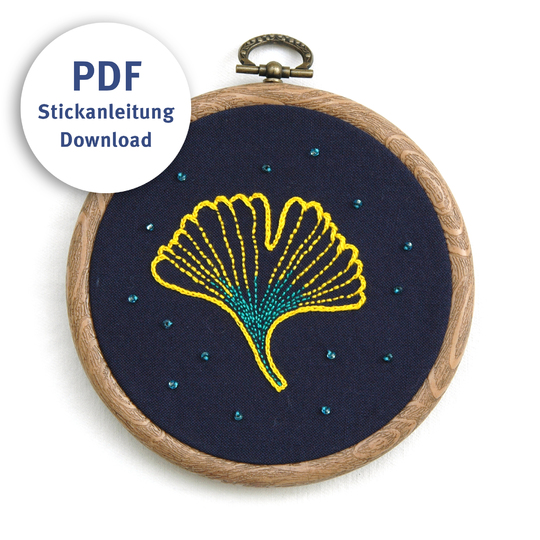 Stickanleitung Gingkoblatt