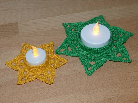 Häkelanleitung für Teelichthalter Sterne in 2 Größen