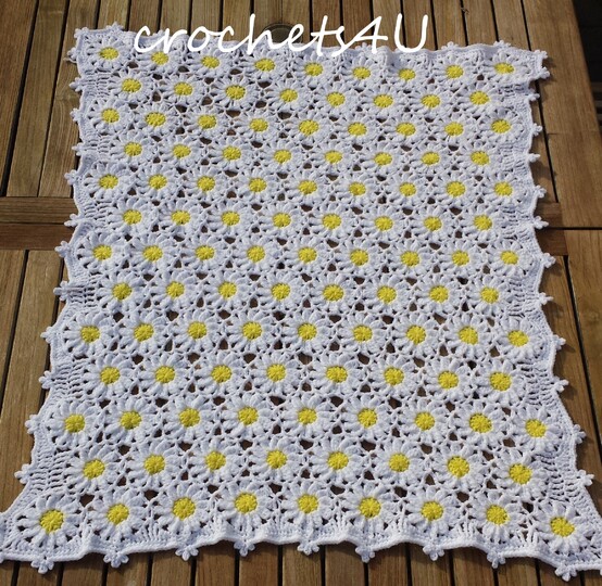 Crochet pattern daisy flower afghan