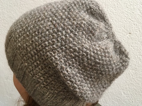 Haube Perlmuster Schafwolle Strickanleitung