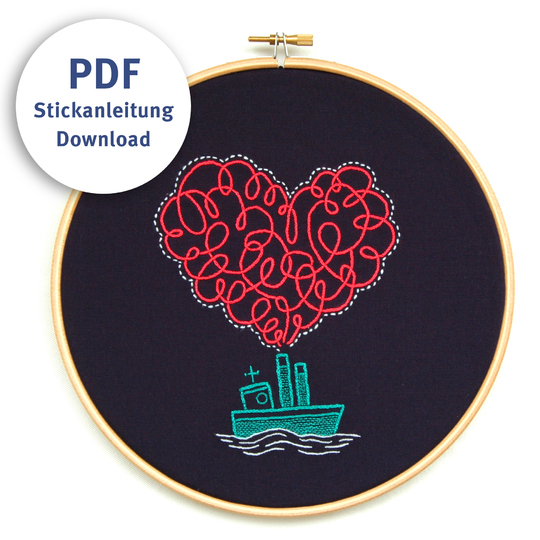 Embroidery Pattern Steamboat neon Heart II