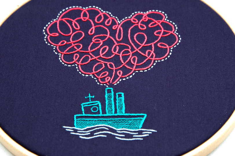 Embroidery Pattern Steamboat neon Heart II
