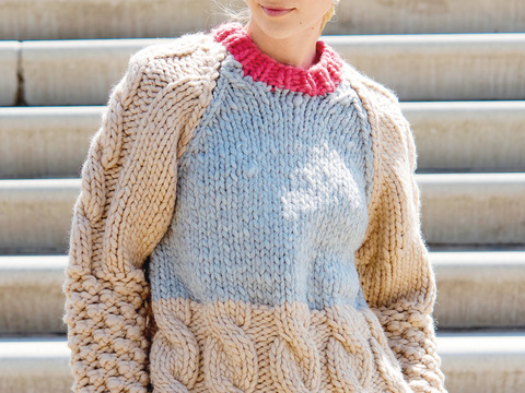 Voluminöser Skipullover aus reiner Schurwolle