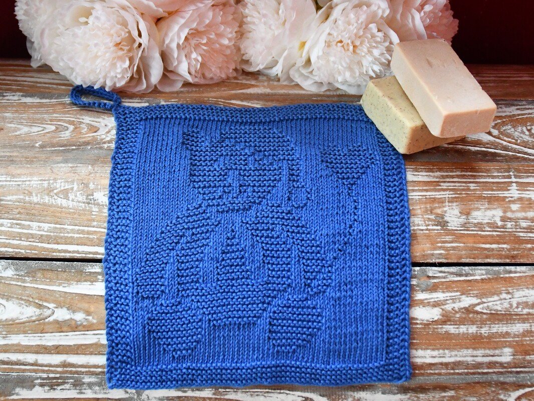 Strickanleitung Waschlappen / Spültuch "Weihnachtsbär" - ganz einfach