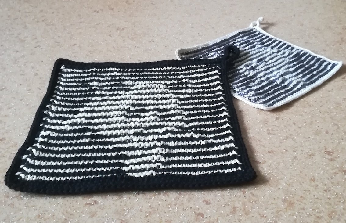 Panda-Lappen - Topf- oder Spüllappen in Schattenstricktechnik - Bild 4