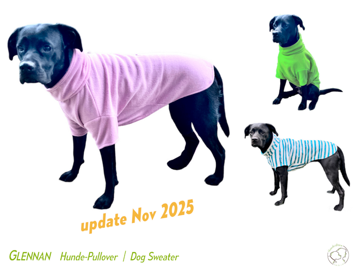 GLENNAN Hundepullover, Gr. XS–XXL, Anleitung+Schnitt
