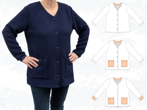 Nora – Lockere Strickjacke mit Knopfleiste und Taschen, BU 80-116, A4+A0