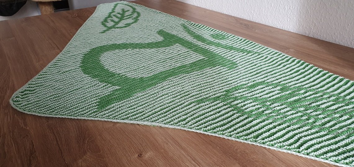 Herz-Chakra, Schattenstricken, Illusionsstricken, Motivtuch