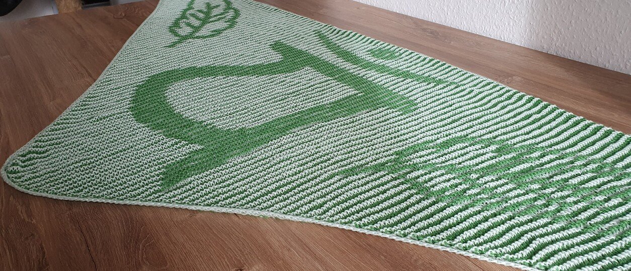 Herz-Chakra, Schattenstricken, Illusionsstricken, Motivtuch