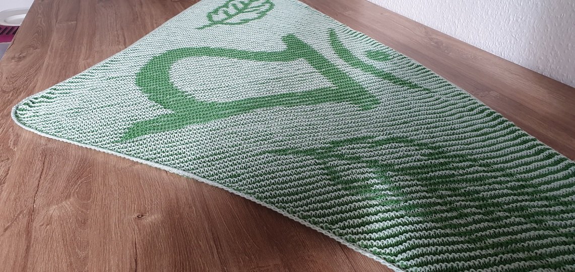 Herz-Chakra, Schattenstricken, Illusionsstricken, Motivtuch