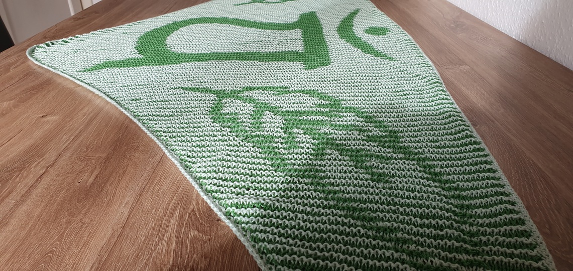 Herz-Chakra, Schattenstricken, Illusionsstricken, Motivtuch