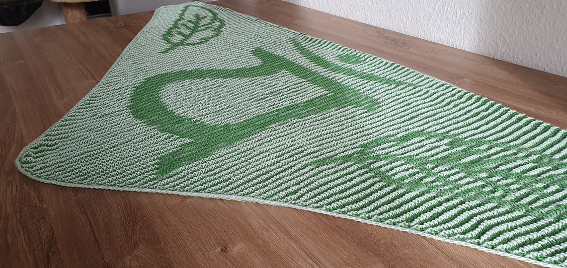 Herz-Chakra, Schattenstricken, Illusionsstricken, Motivtuch