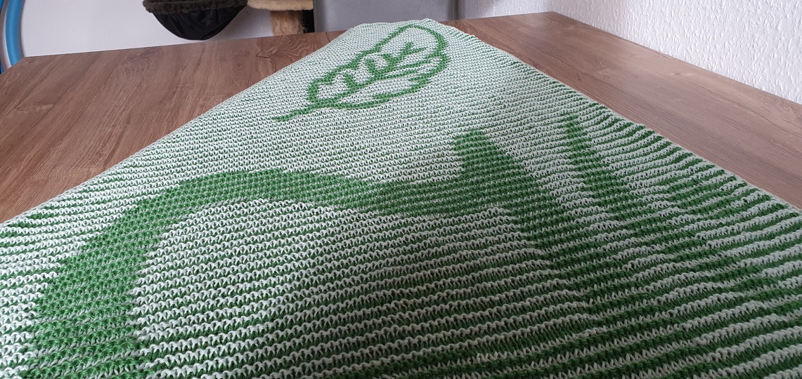 Herz-Chakra, Schattenstricken, Illusionsstricken, Motivtuch