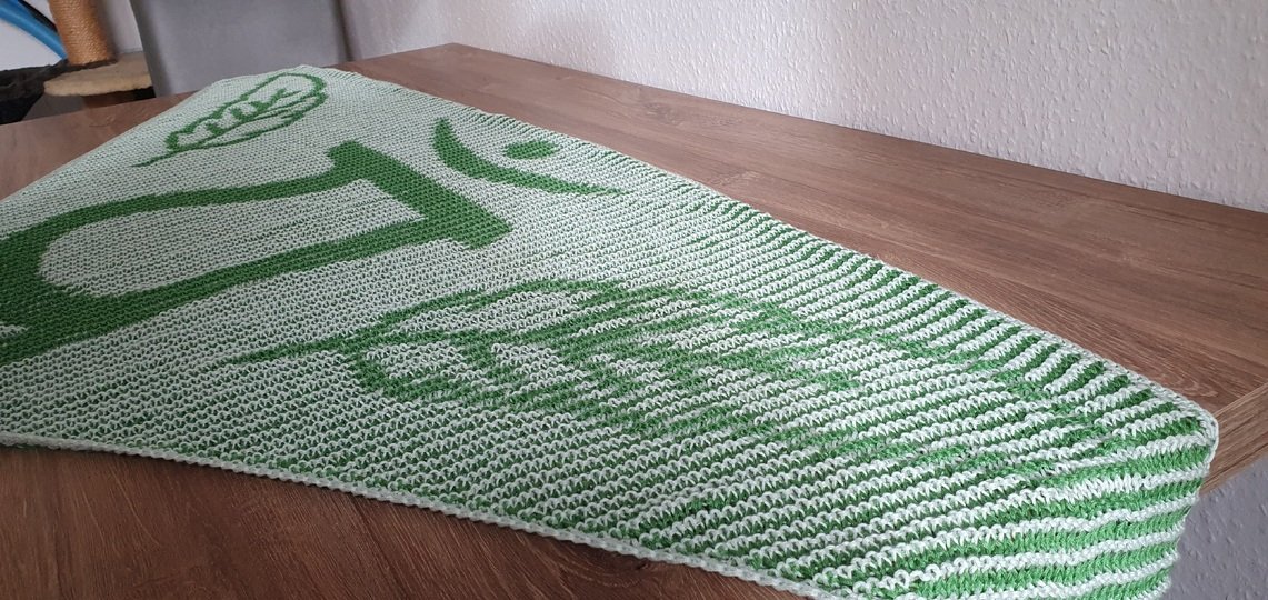 Herz-Chakra, Schattenstricken, Illusionsstricken, Motivtuch