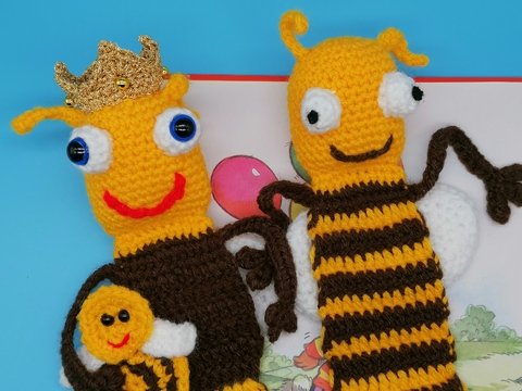 Bienenkönigin Lesezeichen - Häkelanleitung