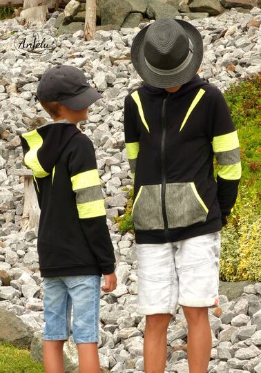 PDF Schnittmuster für eine Kinder Jacke ( Hoodiejacke) in den Größen 92-170