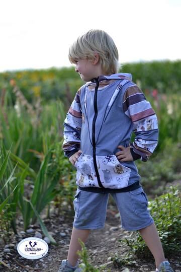 PDF Schnittmuster für eine Kinder Jacke ( Hoodiejacke) in den Größen 92-170