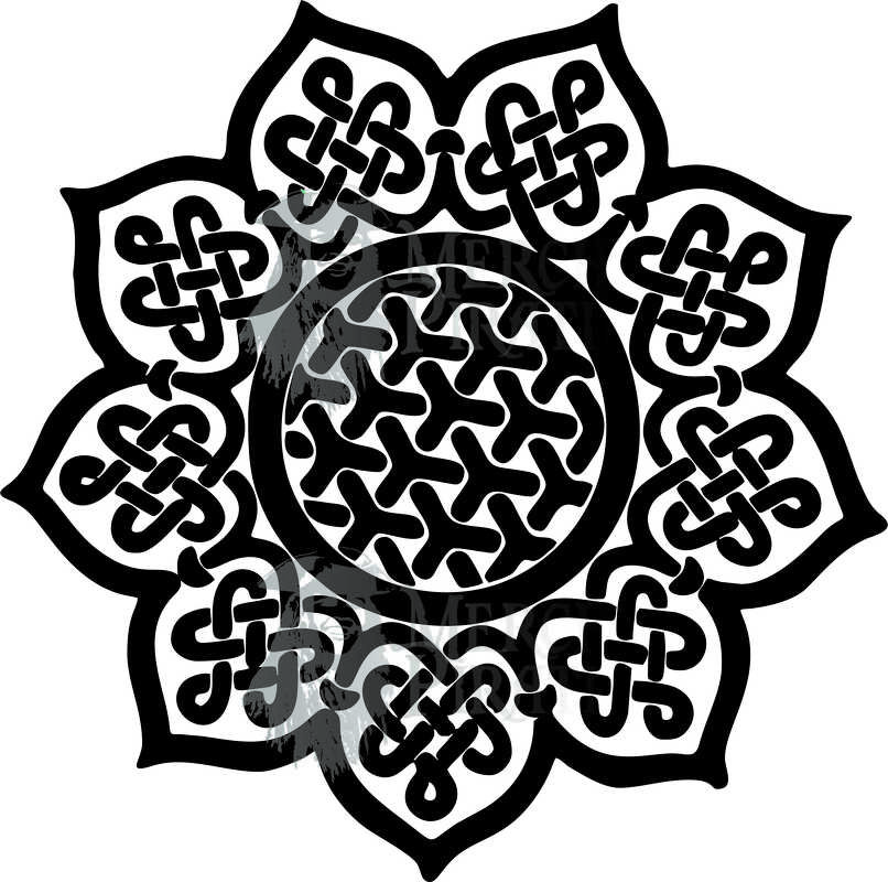 Schwarz-weißes keltisches Knotenmuster-Mandala