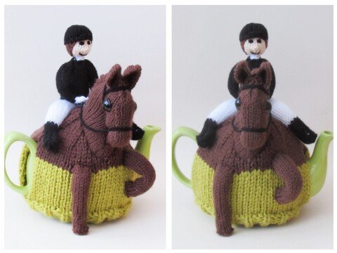 Dressage Horse and Rider Tea Cosy Knitting Pattern