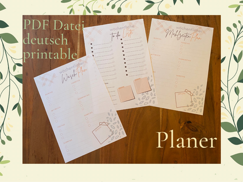 Drei verschiedene Themen Planer zum Ausdrucken im PDF Format
