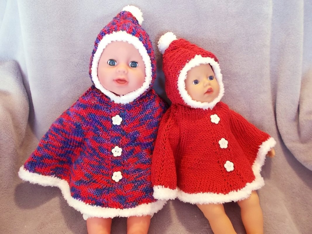 Wintercape / Weihnachtscape / Poncho für Puppen 35-46 cm - Strickanleitung - Bild 2