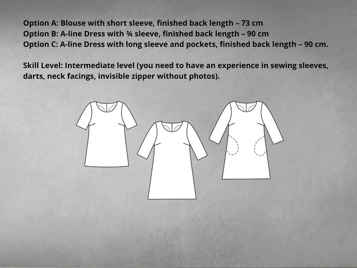 A-line Dress Pattern PDF Dress Pattern A-line Top Pattern Sewing Patterns