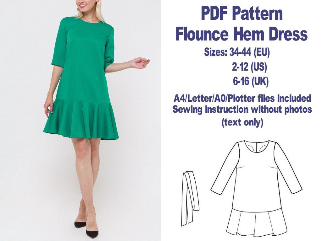 Flounce Hem Dress Pattern Free PDF Sewing Patterns Free Dress Pattern