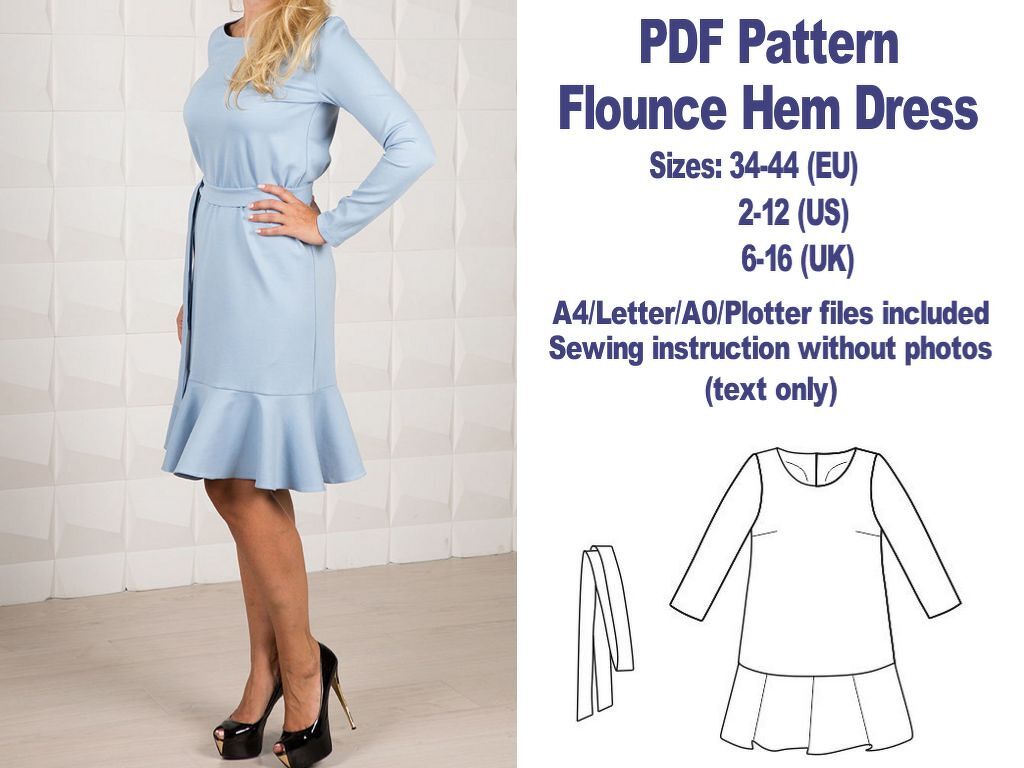 Flounce Hem Dress Pattern Free PDF Sewing Patterns Free Dress Pattern - Image 3