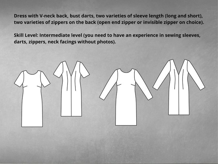 Open Back Dress Pattern PDF Dress Pattern V-neck Back Dress Sewing Pattern