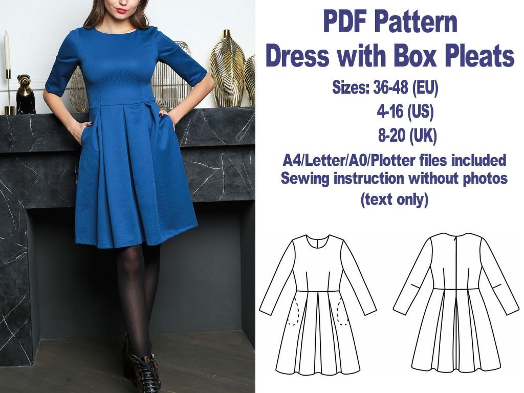 Box Pleated Dress Pattern PDF Dresses Patterns Vintage Dress Pattern Sewing - Image 3